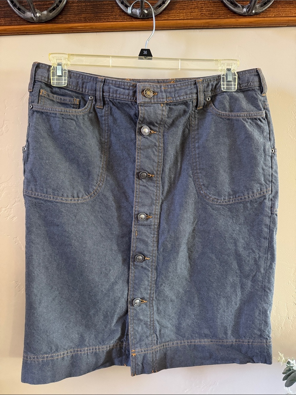 Patagonia Blue Button-Front Denim Skirt